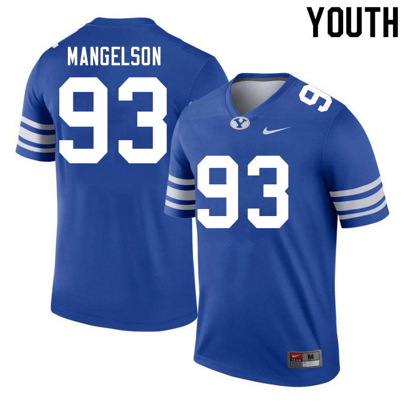 Youth #93 Blake Mangelson BYU Cougars College Football Jerseys Sale-Royal